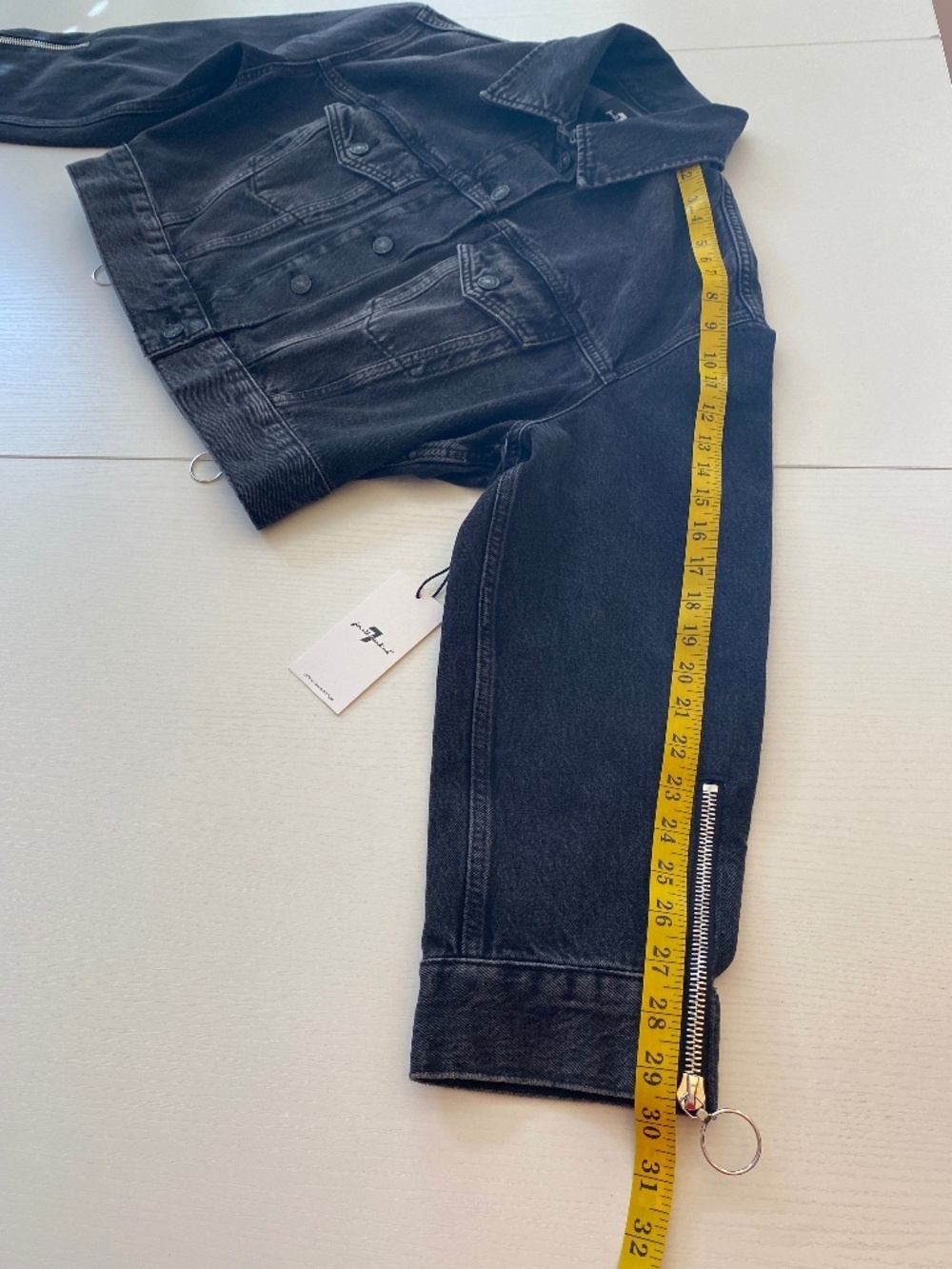 7 For All Mankind Oversized Oli Cropped Trucker Jacket in Hustle (NWT) Size XS - Picture 15 of 16